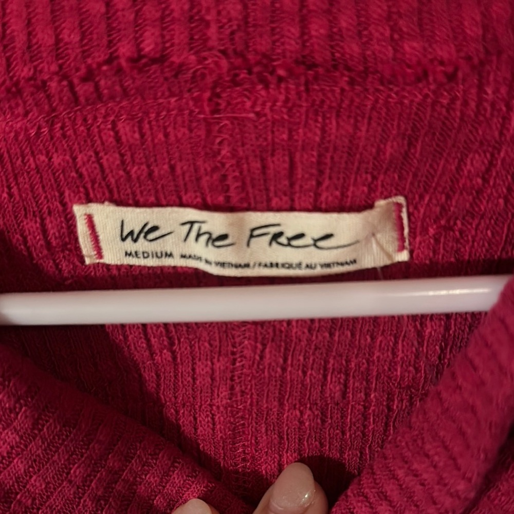 We The Free Pink Cowl Neck Sweater with Asymmetrical Hem